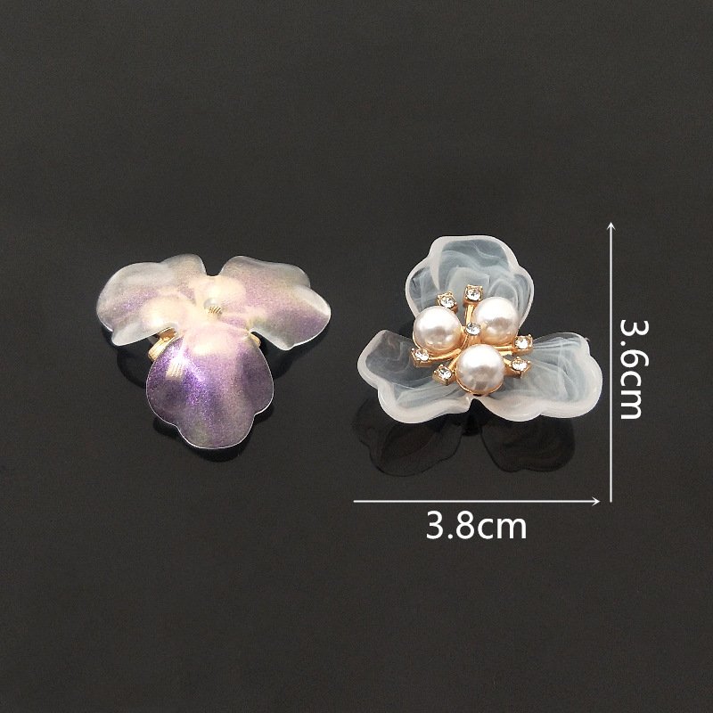 DIY Pearl Rhinestone Buttons, Faux Pearl Buttons Flat Back Flower Rhinestone Charms for Jewelry Brooch Making Clothes Bags DIY