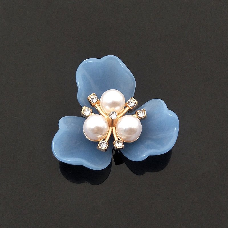DIY Pearl Rhinestone Buttons, Faux Pearl Buttons Flat Back Flower Rhinestone Charms for Jewelry Brooch Making Clothes Bags DIY