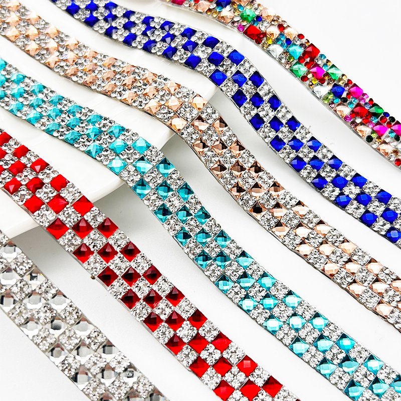 1.2Cm Width Crystal Diamond Tape Bling Hotfix Straps Trim Roll Rhinestone Sheet For Garment Rhinestone Ribbon Crafts Decoration