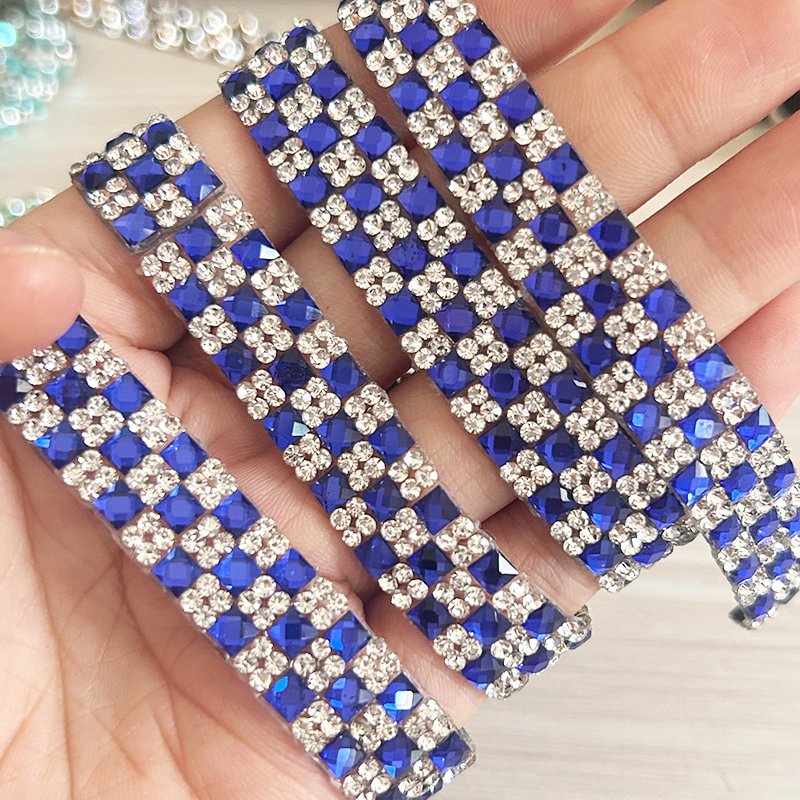 1.2Cm Width Crystal Diamond Tape Bling Hotfix Straps Trim Roll Rhinestone Sheet For Garment Rhinestone Ribbon Crafts Decoration