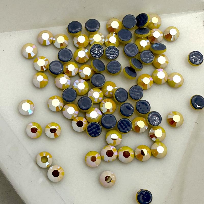 Top quality 70000 pcs packing ss10 chalk yellow ceramic yellow alabaster hot fix rhinestone for rhinestone transfer