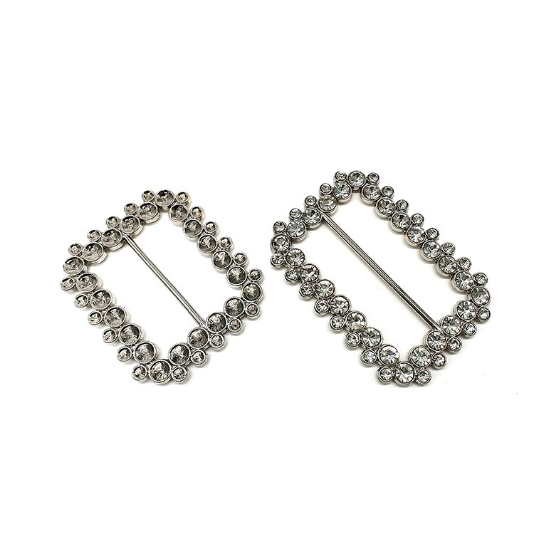 Custom Logo Clothes Accessories Luxury Rhinestone Square Ring Snap On Bag Buckles Metal Diamond Belts Buckle For Men And Women