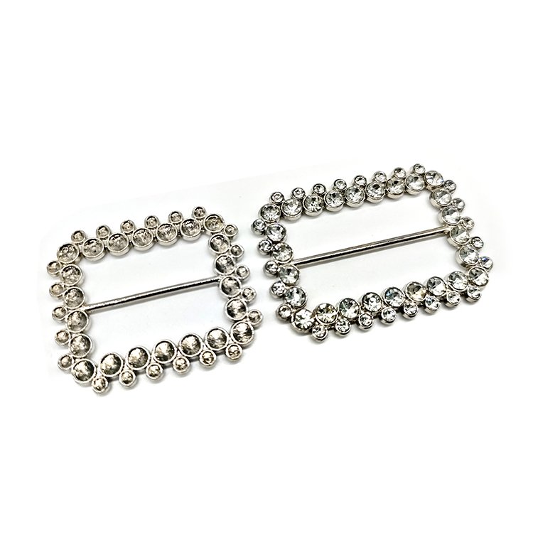 Custom Logo Clothes Accessories Luxury Rhinestone Square Ring Snap On Bag Buckles Metal Diamond Belts Buckle For Men And Women