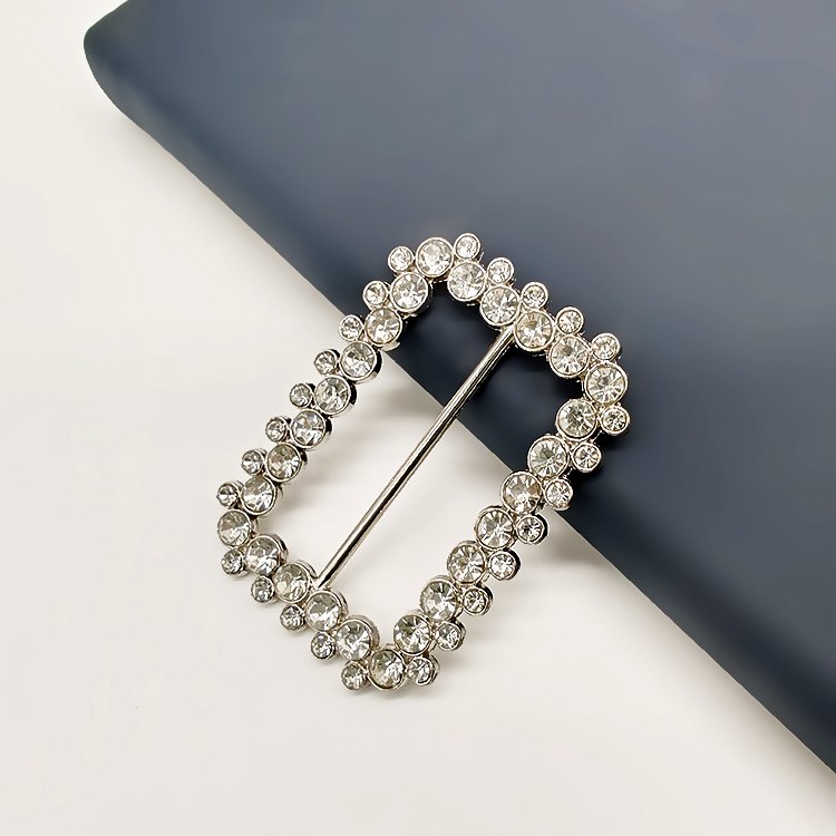 Custom Logo Clothes Accessories Luxury Rhinestone Square Ring Snap On Bag Buckles Metal Diamond Belts Buckle For Men And Women