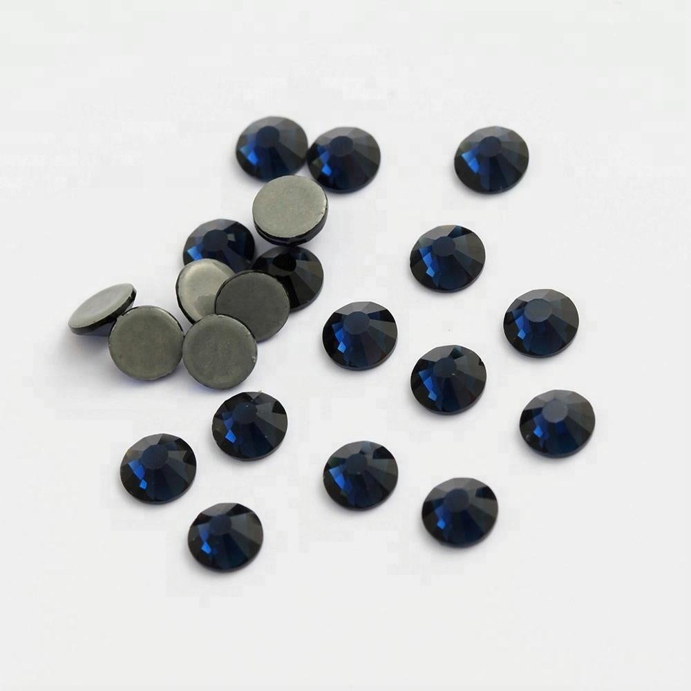Wholesale A4 Quality Blue Zircon Color Stone Flat Back Rhinestone Hot Fix Glass Crystals Rhinestones Bulk Sale