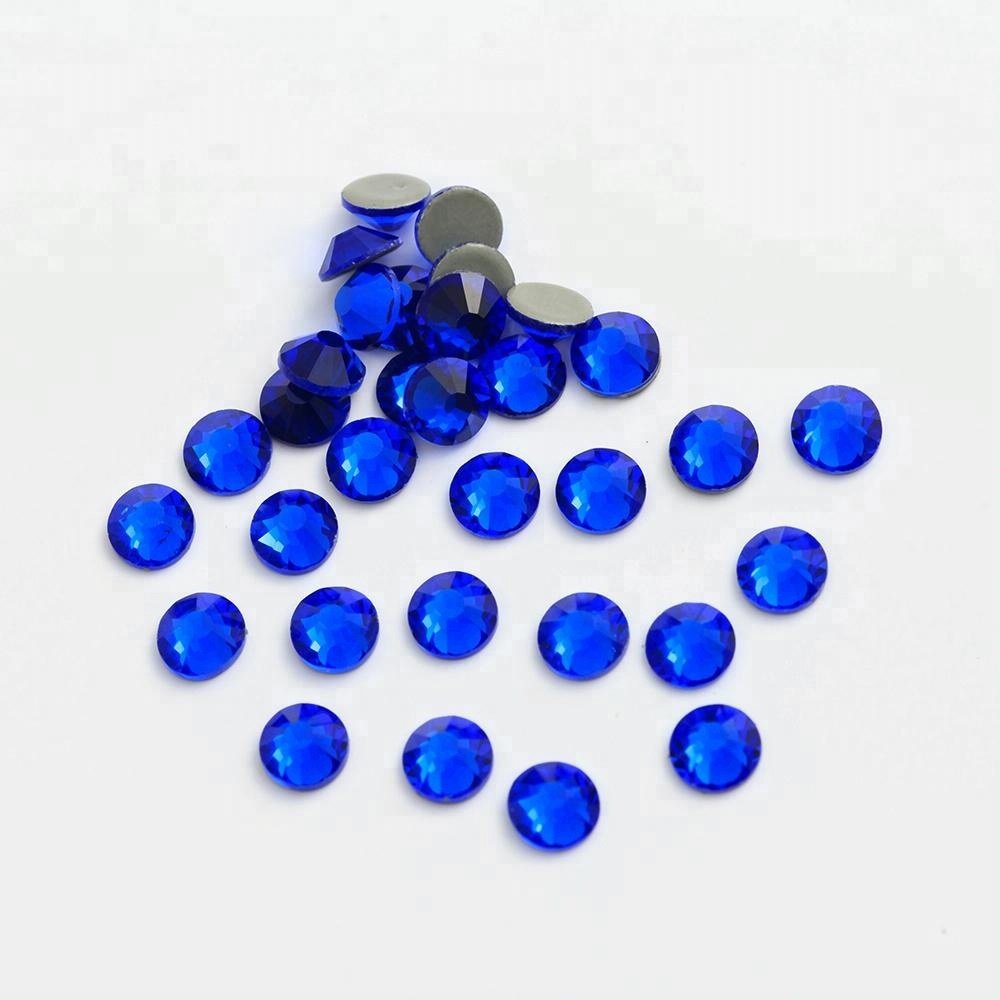 Wholesale A4 Quality Blue Zircon Color Stone Flat Back Rhinestone Hot Fix Glass Crystals Rhinestones Bulk Sale