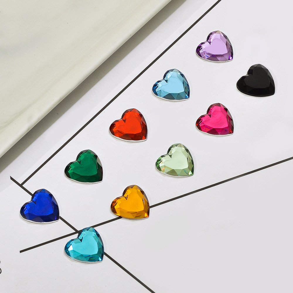 Non Hot Fix Rhinestone Heart Shape Crystal Acrylic Wholesale Low Price Multicolor ACRYL Shoes Gem Wedding Dress with Rhinestones