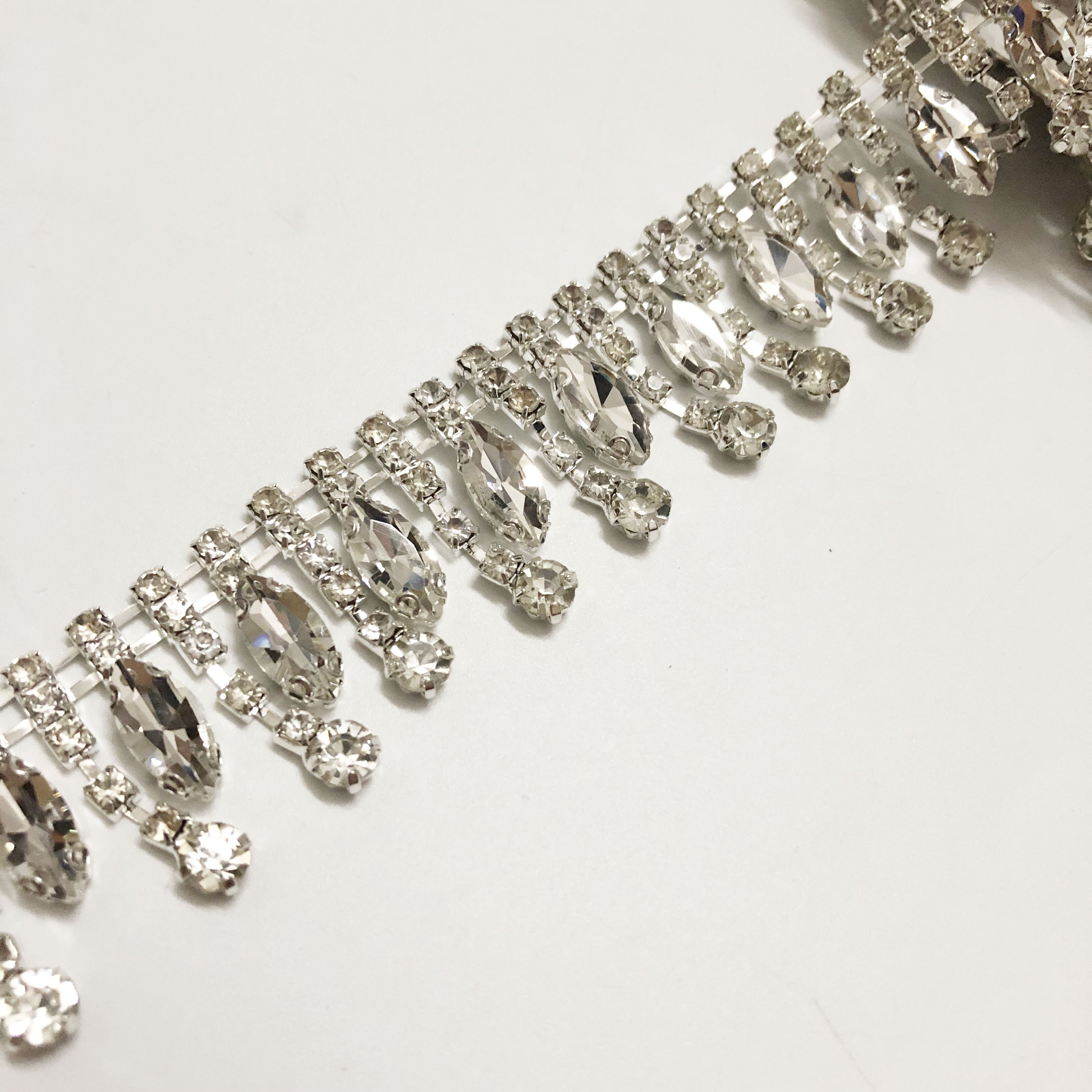 Shiny clothes decorative clear crystal rhinestone chain fringe LT0351