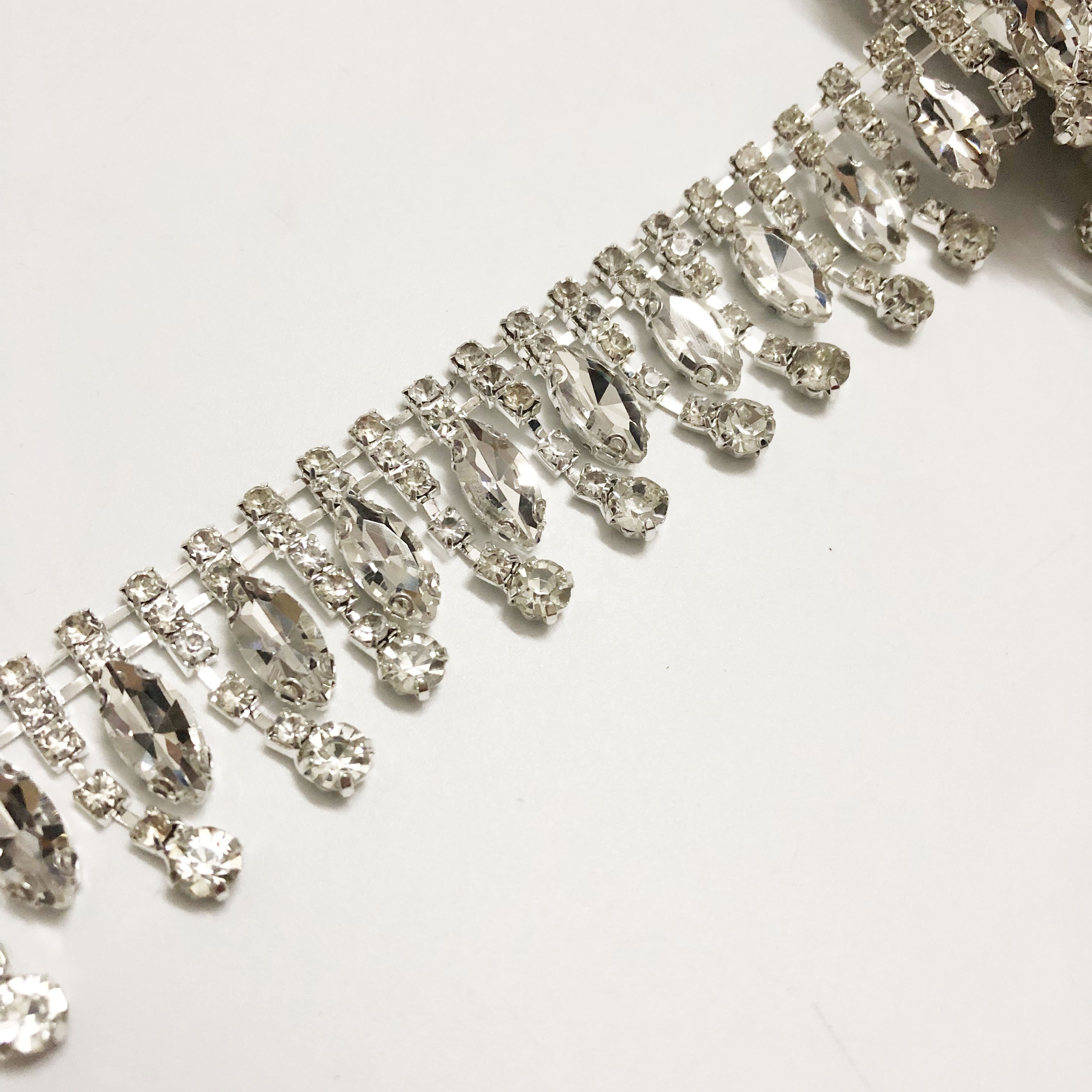 Shiny clothes decorative clear crystal rhinestone chain fringe LT0351