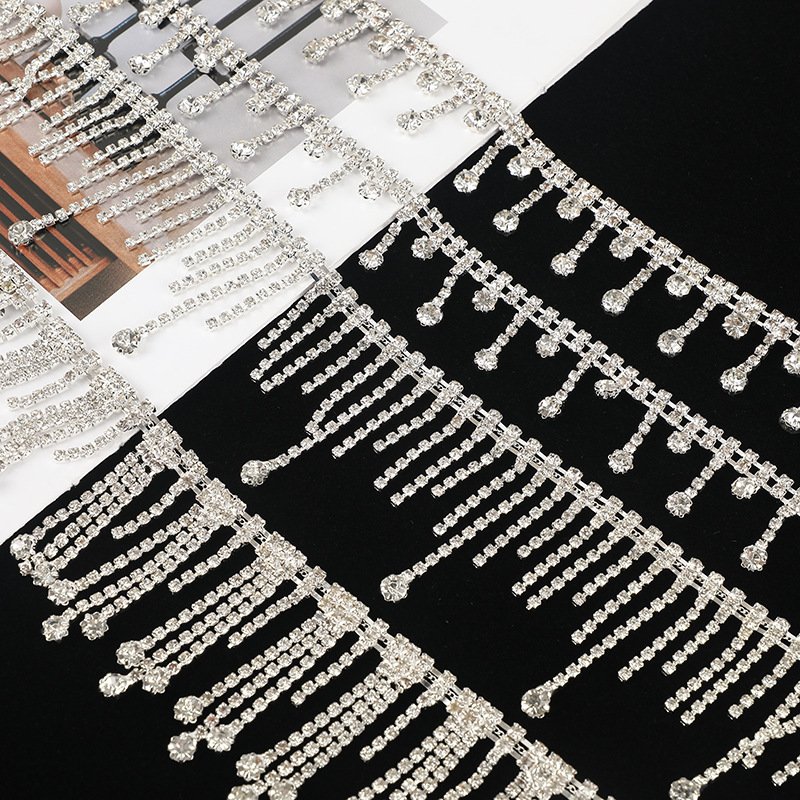 NI.AI Welding Code Chain Manual Drill Chain Shiny Tassel Diamond Fancy Claw Chain Rhinestone Crystal Accessories
