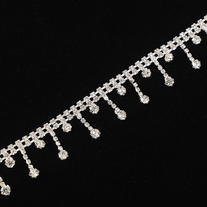 NI.AI Welding Code Chain Manual Drill Chain Shiny Tassel Diamond Fancy Claw Chain Rhinestone Crystal Accessories