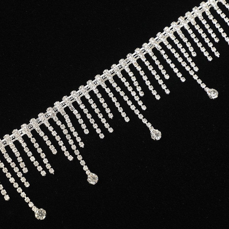 NI.AI Welding Code Chain Manual Drill Chain Shiny Tassel Diamond Fancy Claw Chain Rhinestone Crystal Accessories