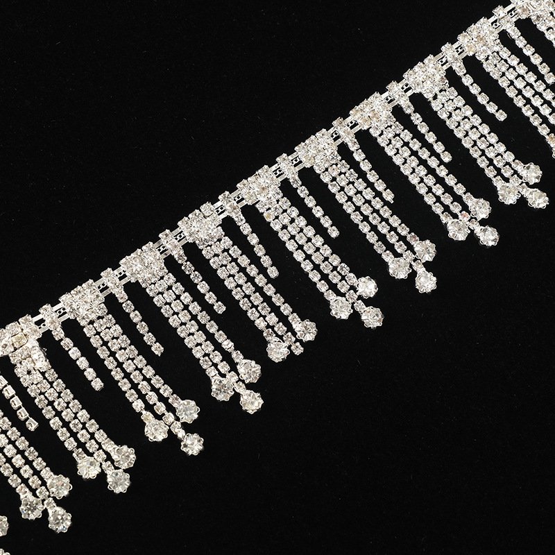 NI.AI Welding Code Chain Manual Drill Chain Shiny Tassel Diamond Fancy Claw Chain Rhinestone Crystal Accessories