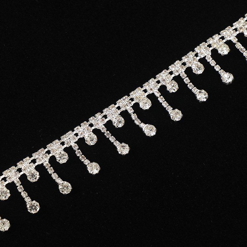 NI.AI Welding Code Chain Manual Drill Chain Shiny Tassel Diamond Fancy Claw Chain Rhinestone Crystal Accessories