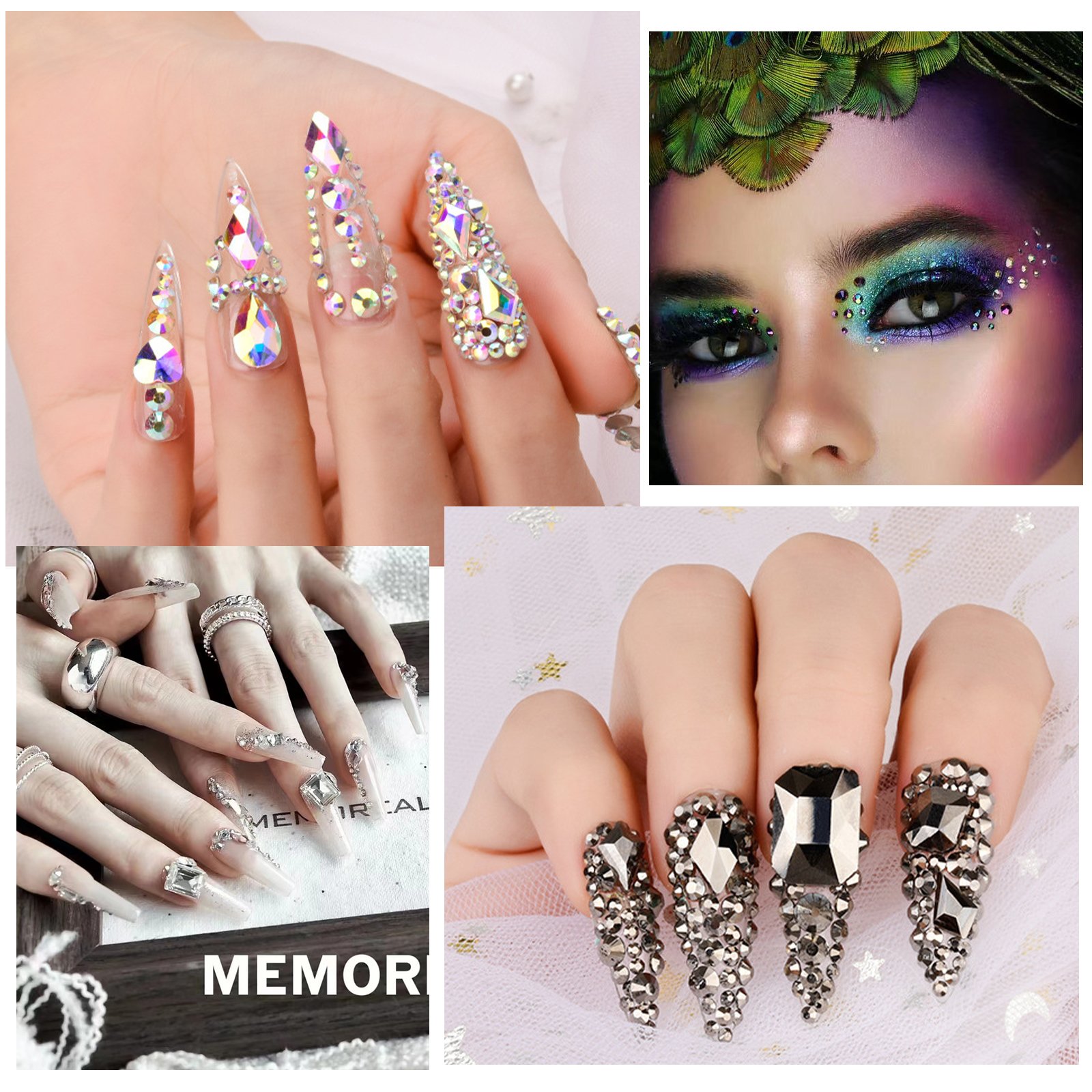 Wholesale Multiple Shapes Crystal AB Nail Art 3D DIY Design Rhinestone Nail Decorations