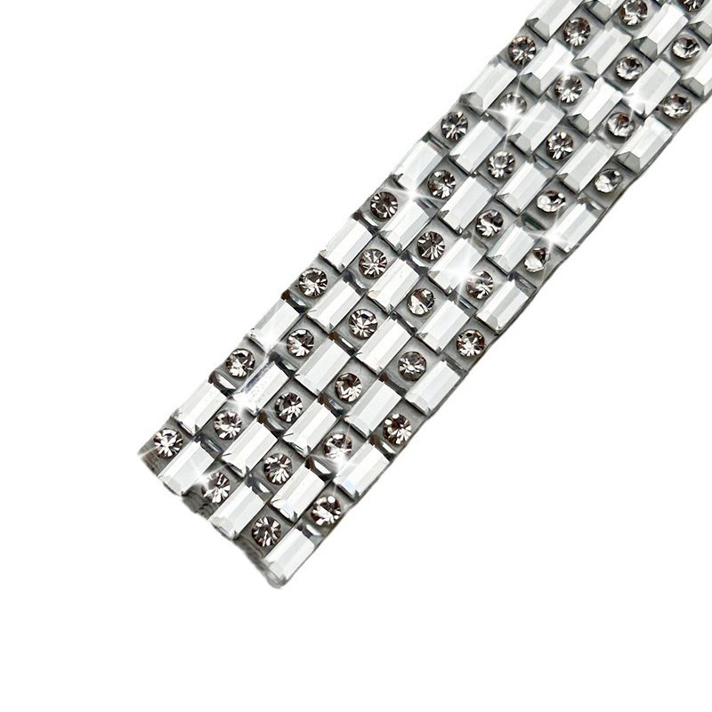 2.5*5 Glass Rhinestones Tape Trim Crystal Strass Hot fix Ribbon Strip for Shoe Clothes Bags Wedding