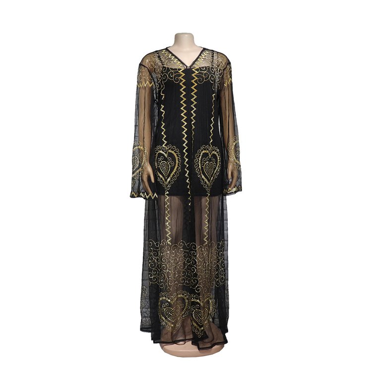 Middle East Arabia Sexy Lace Rhinestone Hollow Out Evening Party Dress Muslim Woman Casual African Abaya Kaftan Style Robe