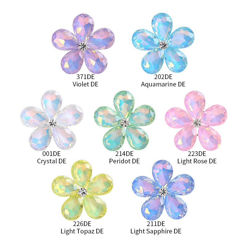 Xichuan New Design Waterdrop Rhinestones Alloy Flower Piont Back Loose Stones Glass Jewelry Art and clothing decorate