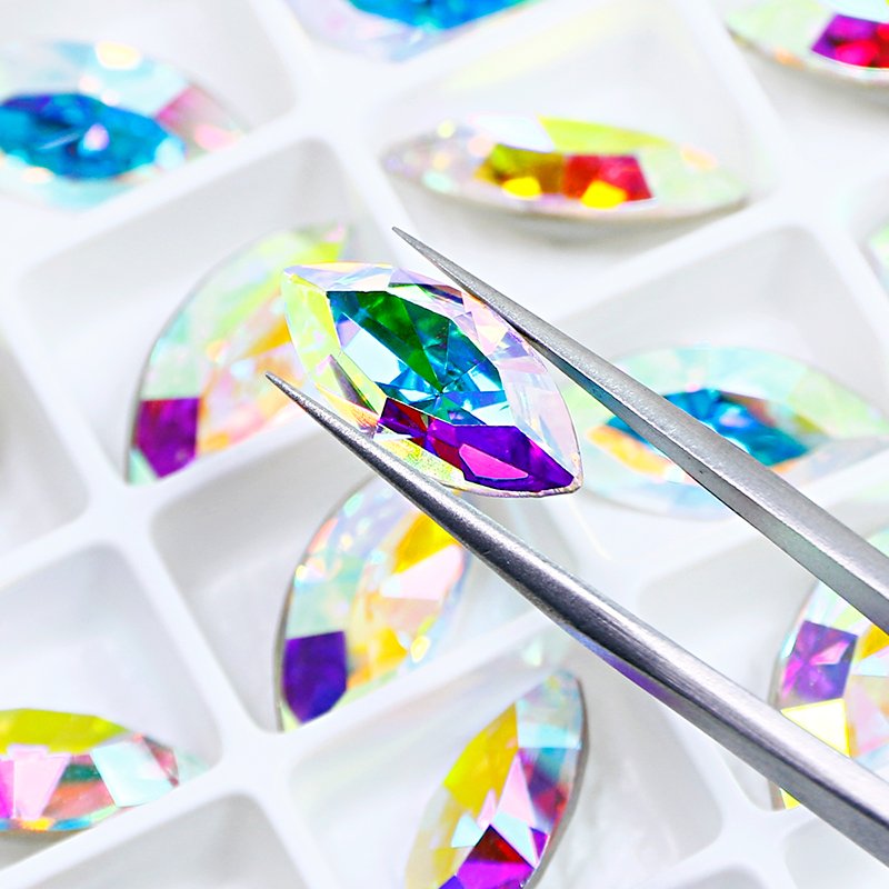 High quality K9 Crystal Navette rhinestones AB color Pointback fancy stone wholesale crystal beads For jewelry diy Accessories