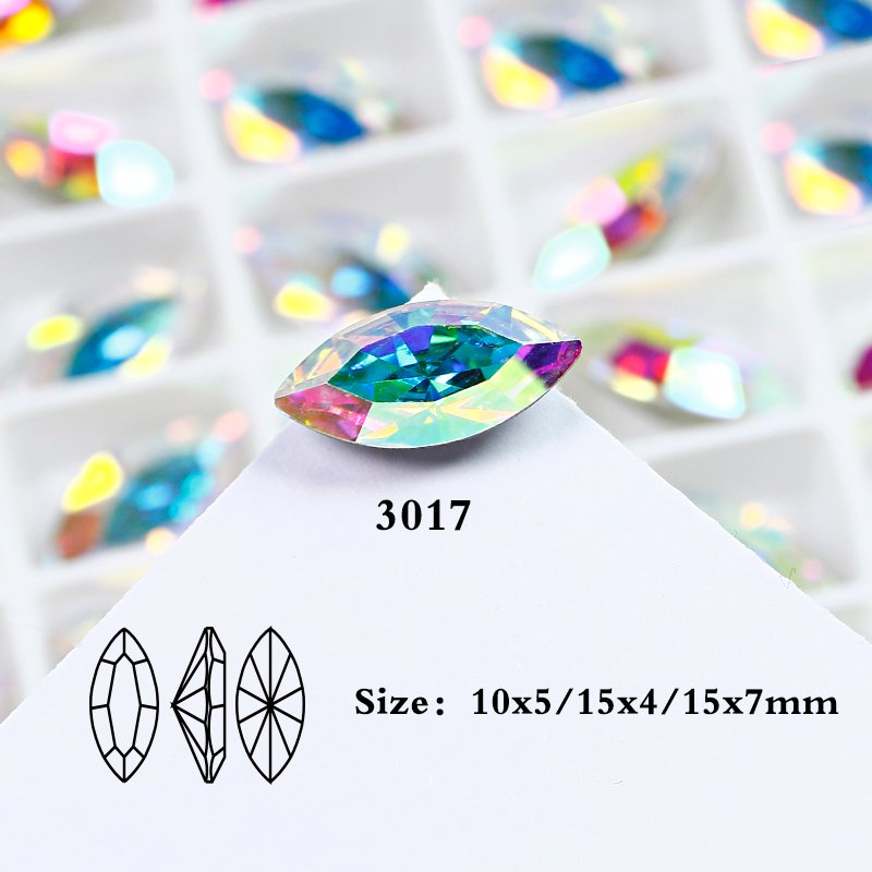 High quality K9 Crystal Navette rhinestones AB color Pointback fancy stone wholesale crystal beads For jewelry diy Accessories
