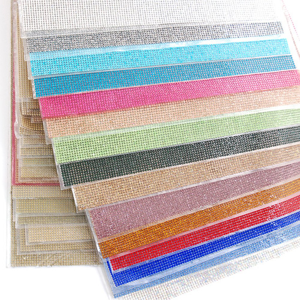28 Colors Eco-Friendly Self-Adhesive Diamond Crystal Glass Back Patch Sticker Sheet Wholesale Bling for Bags Cups shoes
