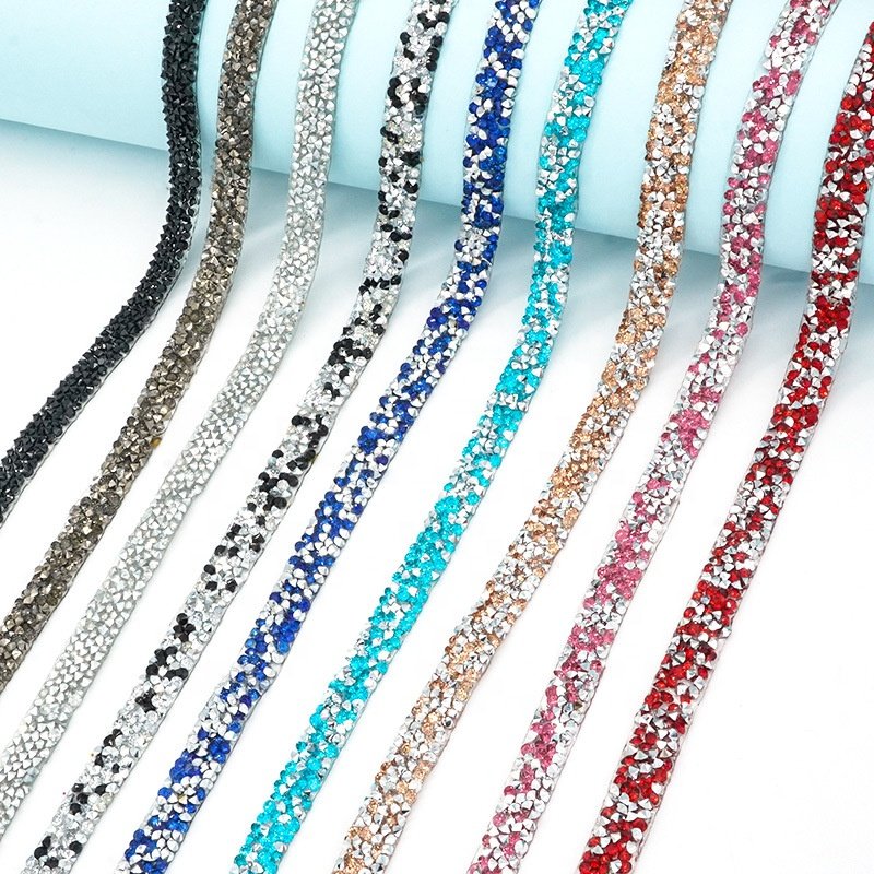 Mix Width Rhinestone Chain Tape Trim Resin Diamond Belt tape self-adhesive Chain Trim Diy Wedding Bridal Dress Sticker Ribbon