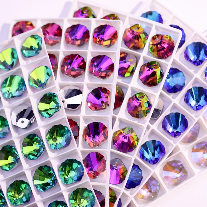 For DIY Jewelry Necklace Pendant Accessories Shining Crystal Single Hole Shell Shape Glass Rhinestones Pointback Crystal Opp Bag