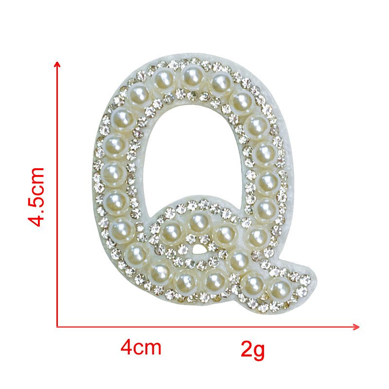 Heat press clothing letter logo bulk custom alphabet iron on trucker hat for clothes bead pearl rhinestone patches for bags