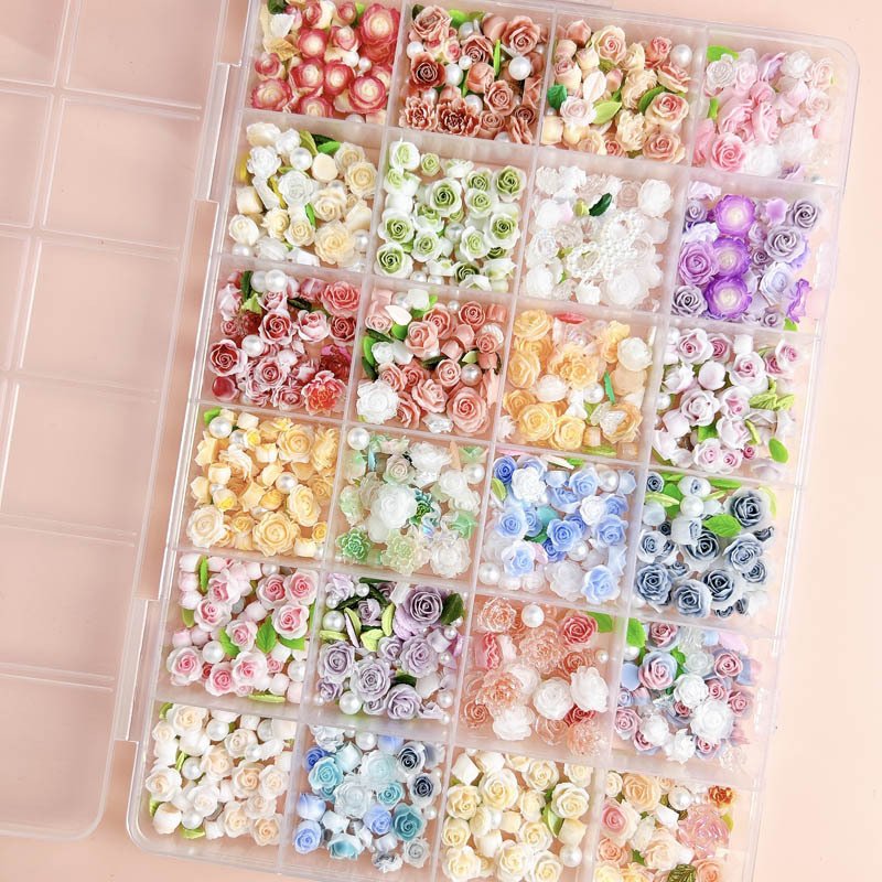 24grid Style Crystal Mix Alloy Crow Heart Cross Planet Diamond Flat Back Rhinestones For Nails