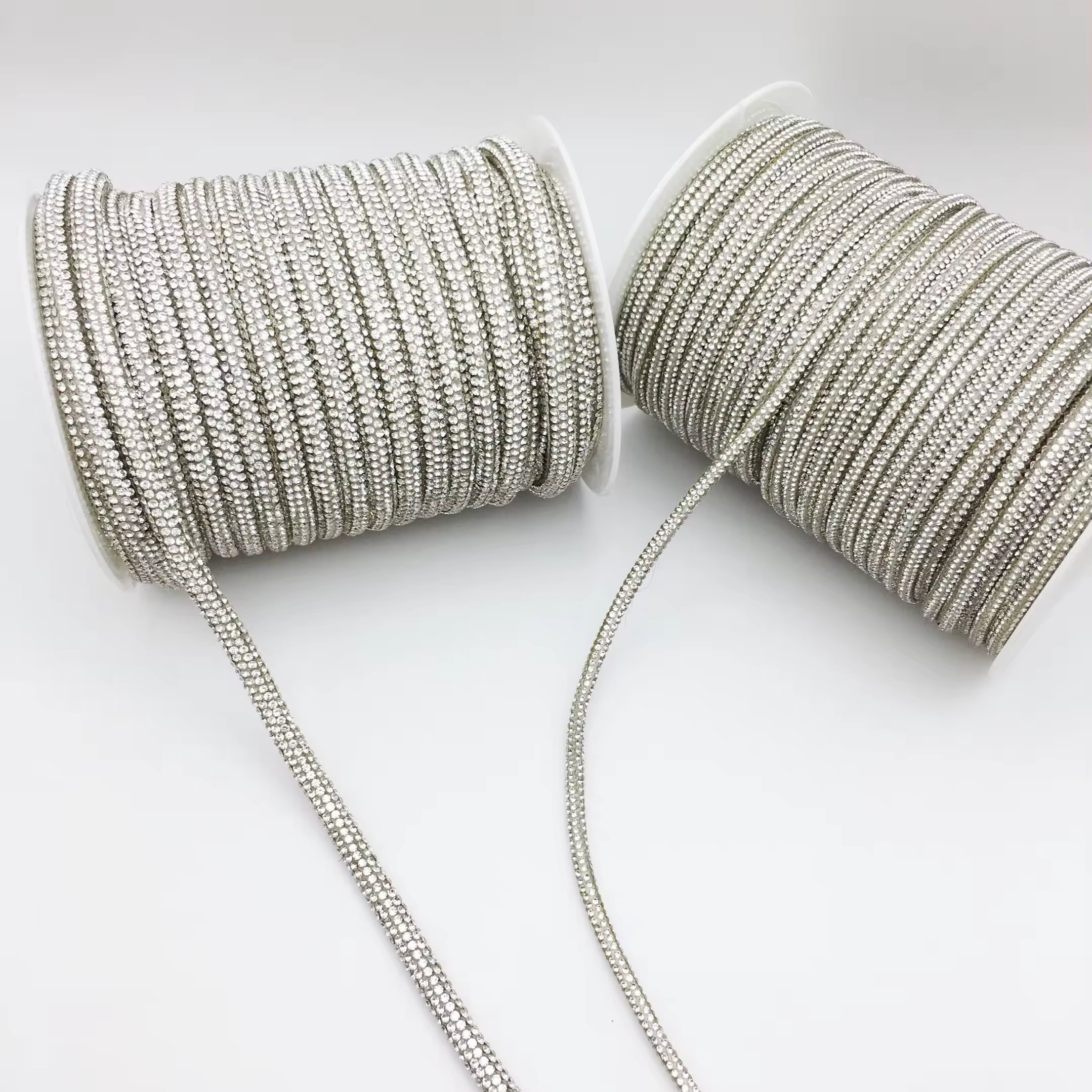 SINRONG 6mm rhinestone rope rhinestone drawstring Crystal decorative shoelaces DIY rope color AB round tube rope laces