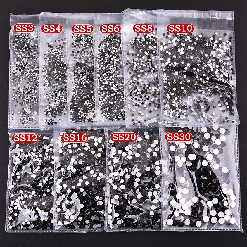 Wholesale Jet Black Non Hot Fix Crystal Flat Back Rhinestones In Bulk For Nail Art