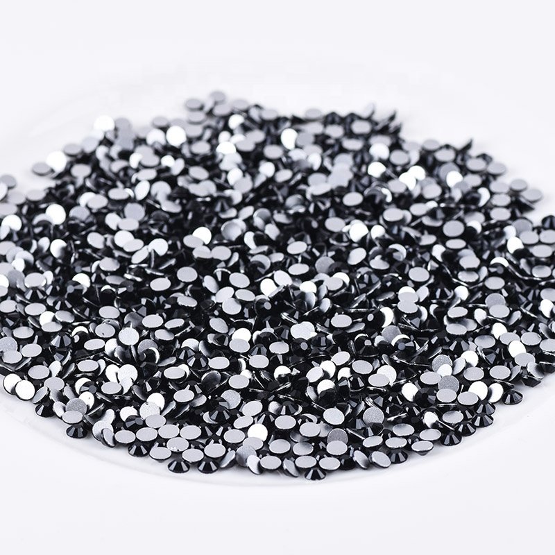 Wholesale Jet Black Non Hot Fix Crystal Flat Back Rhinestones In Bulk For Nail Art