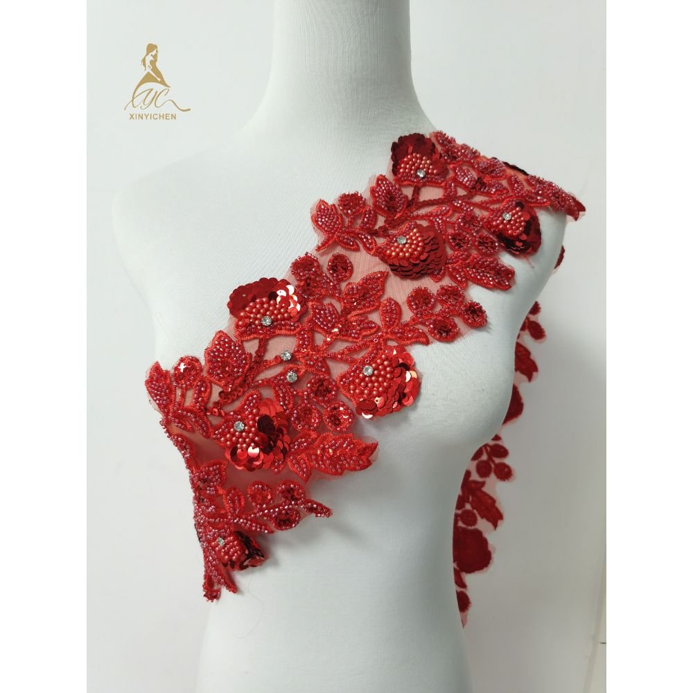 New Design Wholesale Rhinestone Trimming Embroidery Beaded Sequined Lace Trim for cloth dress