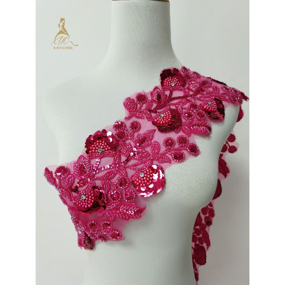 New Design Wholesale Rhinestone Trimming Embroidery Beaded Sequined Lace Trim for cloth dress