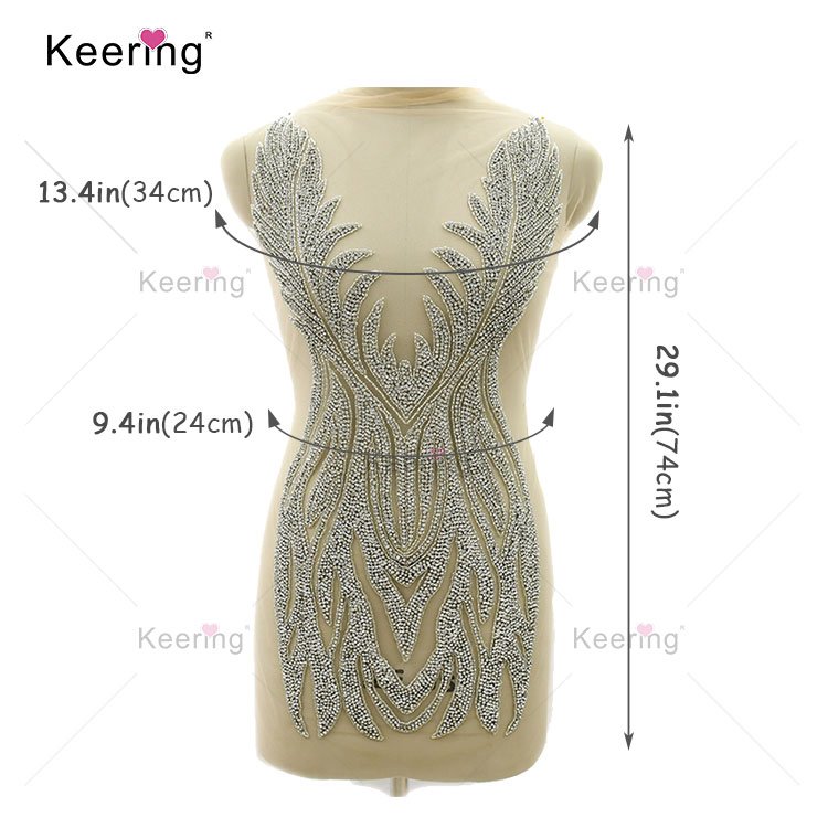 WDP-368 Keering Custom Color Crystal Dress Patch Beaded Lavender Rhinestone Bodice Applique Bridal Purple