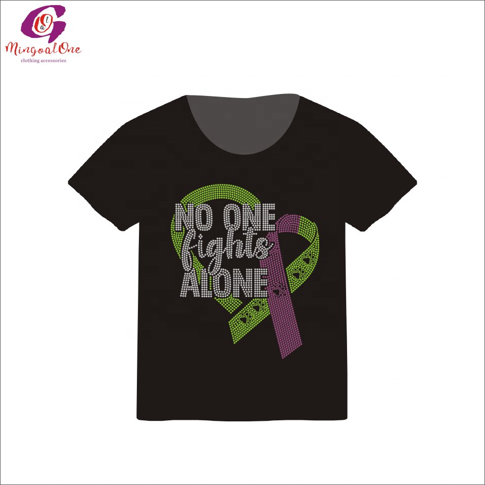 Good Selling Shiny Pink Ribbon Iron On Rhinestone Motif Bling Cancer Ribbon SISTERS Words Hot Fix Rhinestone Transfer for Shirt