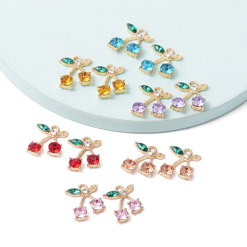 2022 Mixed Cherry Loops Glitter Nail Art Rhinestones Jewelry Rings for Tips Acrylic Gel Decoration Dangle 3d Nail Charm