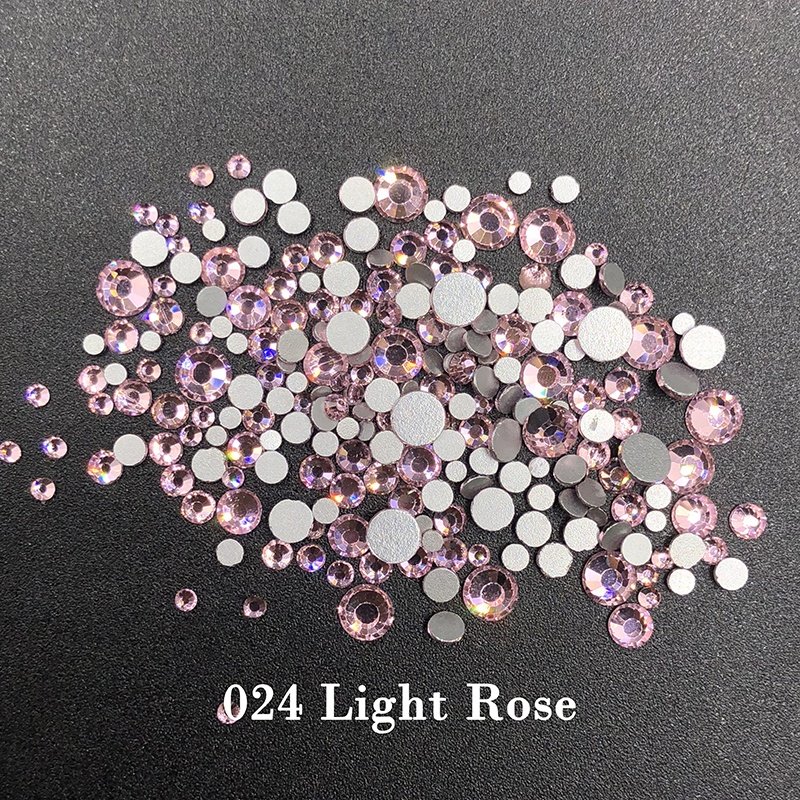 CY Pink Purse Flat Glass Nail Crystal Back Art Stone Non Hotfix Light Rose Rhinestone