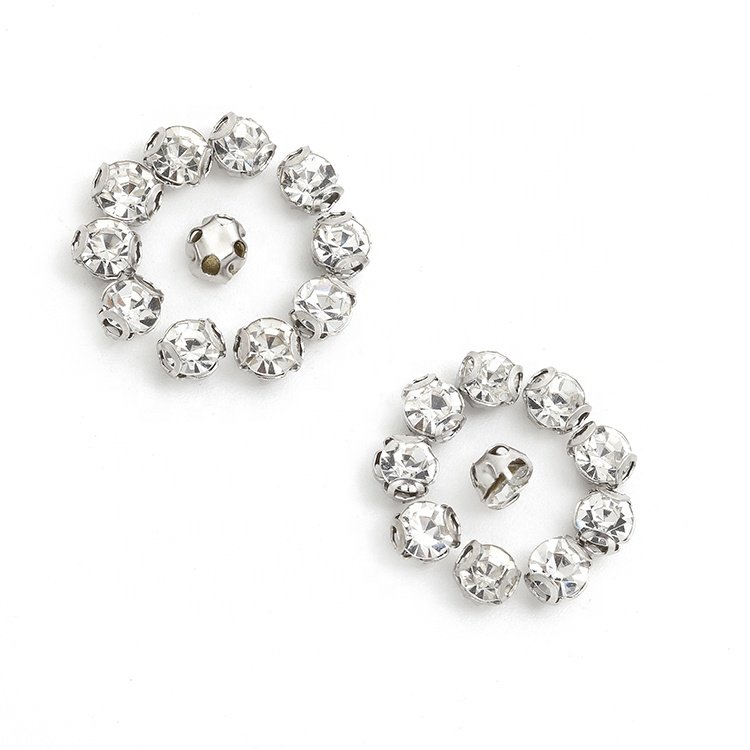 Wholesale high quality hand sewn 3 4 5 6 7 8 10mm 2D type claw drill rhinestone clothing attachment rhinestones with claws