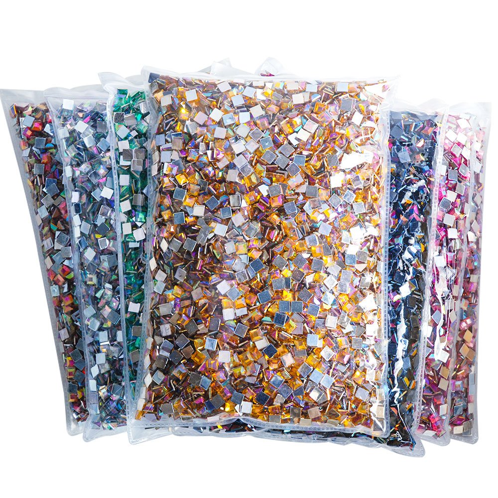 Crystal Gems Flatback Non Hotfix Rhinestones for DIY Nail Art Garment Accessories Square Shape Acrylic 4mm 10000pcs/bag ACRYL