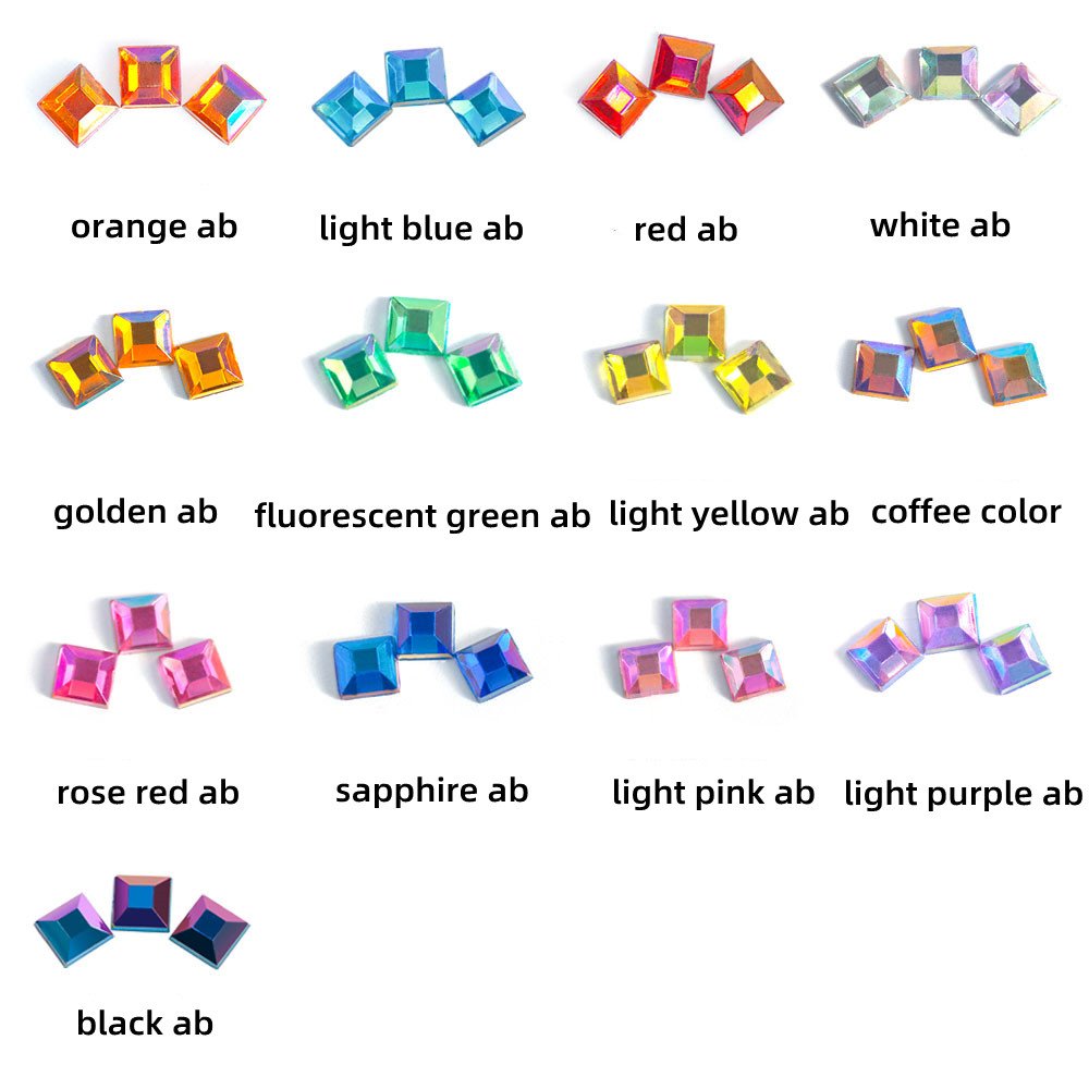 Crystal Gems Flatback Non Hotfix Rhinestones for DIY Nail Art Garment Accessories Square Shape Acrylic 4mm 10000pcs/bag ACRYL