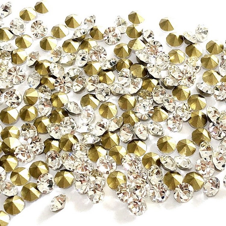 Wholesale LOW MOQ Multi Size Round Crystal Strass Applique Pointback Clear Glass Crystal Rhinestones