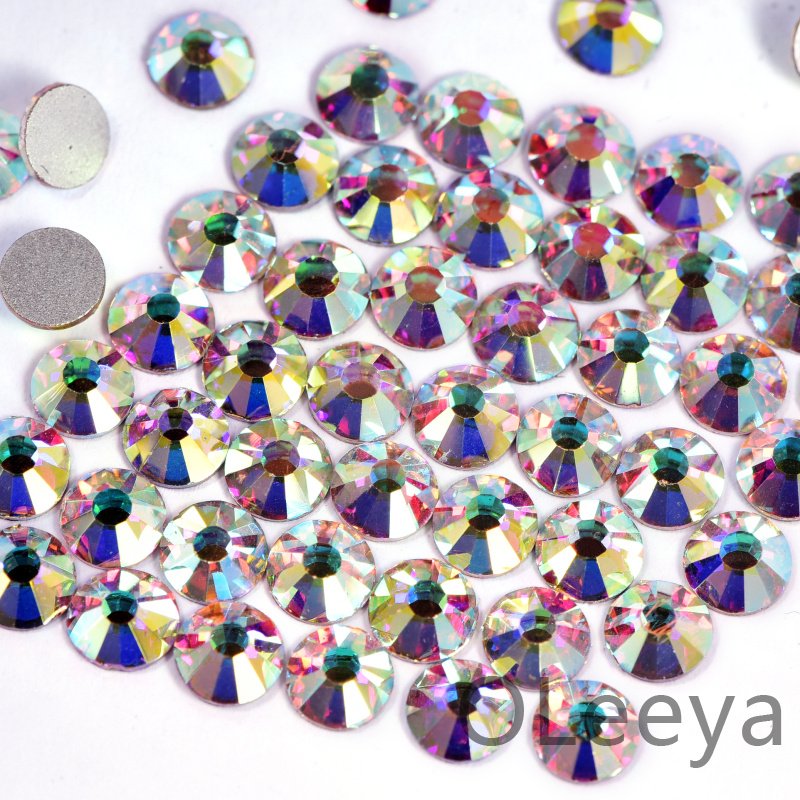 SS3-SS50 High Quality Wholesale Glass Non Hot Rhinestones Crystal AB Flat Back Rhinestones For Nailart Decoration