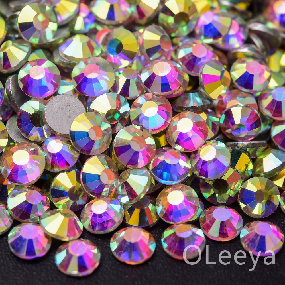 SS3-SS50 High Quality Wholesale Glass Non Hot Rhinestones Crystal AB Flat Back Rhinestones For Nailart Decoration