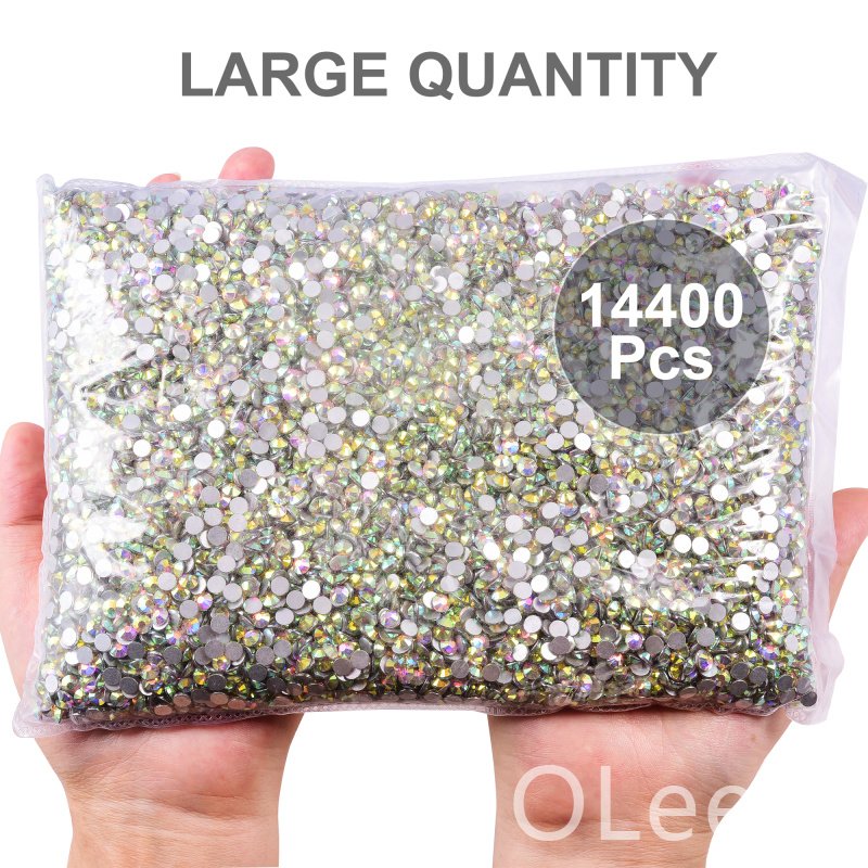 SS3-SS50 High Quality Wholesale Glass Non Hot Rhinestones Crystal AB Flat Back Rhinestones For Nailart Decoration