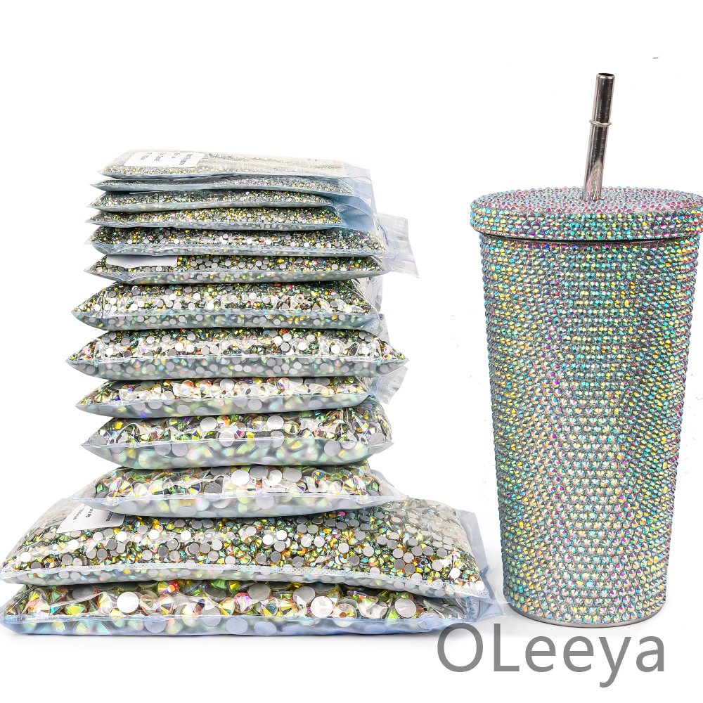SS3-SS50 High Quality Wholesale Glass Non Hot Rhinestones Crystal AB Flat Back Rhinestones For Nailart Decoration