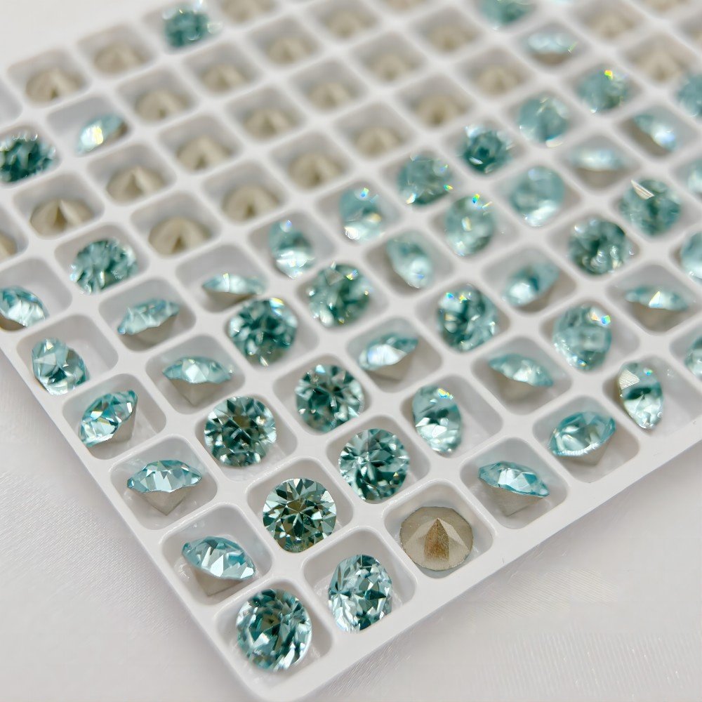 Round shape pointed back k9 crystal fancy rhinestones for accessories