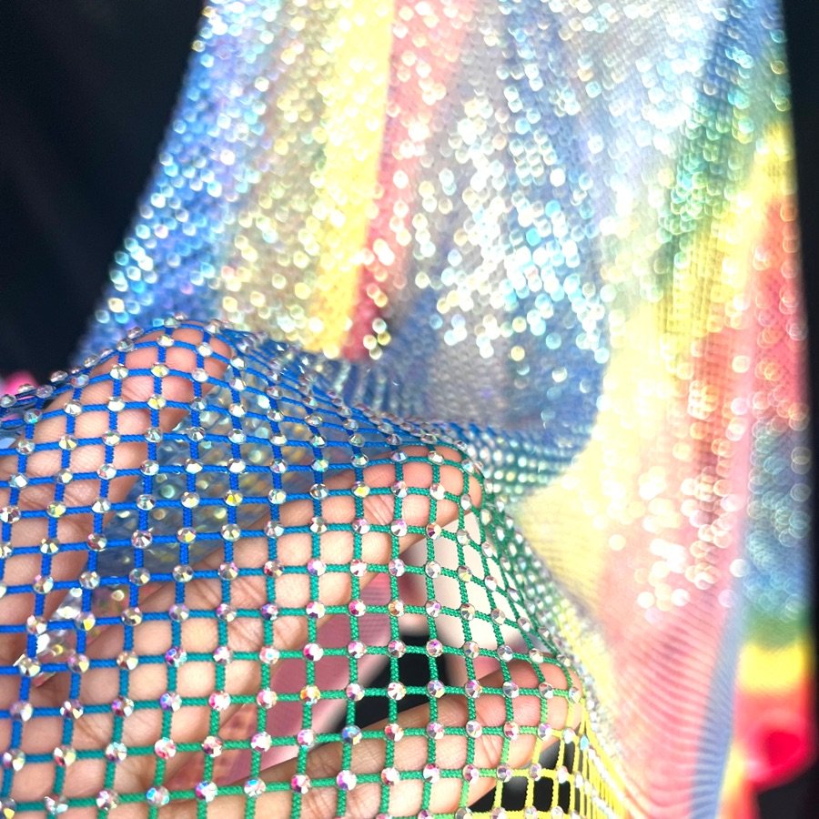 Factory Wholesale Elastic Stretch Crystal Trimming Rhinestone Mesh Fabric For Shoes Clothes Garment Accessories