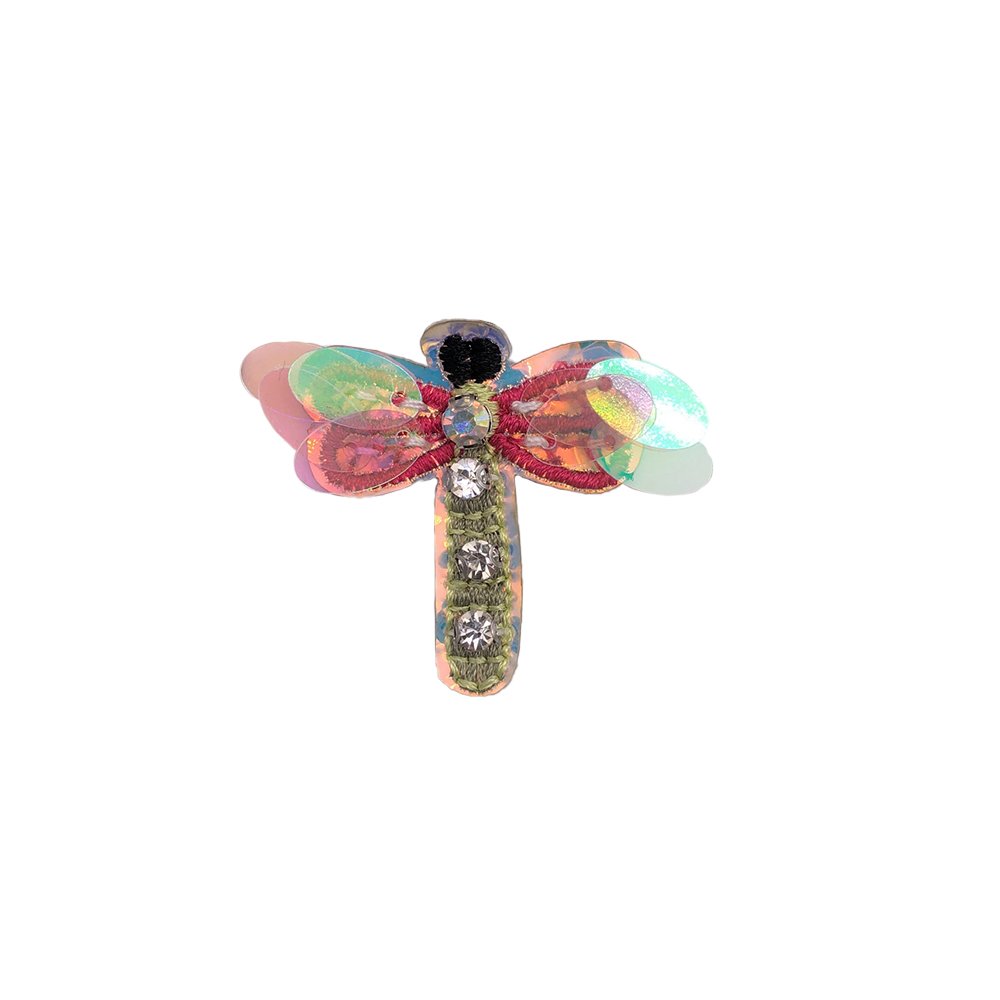 Snake Sew-on Patch for Clothing Shoes Hats and Bags Rhinestone Sequined Appliques Colorful Dragonfly Patches Golden High Quality