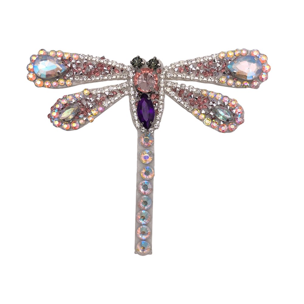 Snake Sew-on Patch for Clothing Shoes Hats and Bags Rhinestone Sequined Appliques Colorful Dragonfly Patches Golden High Quality